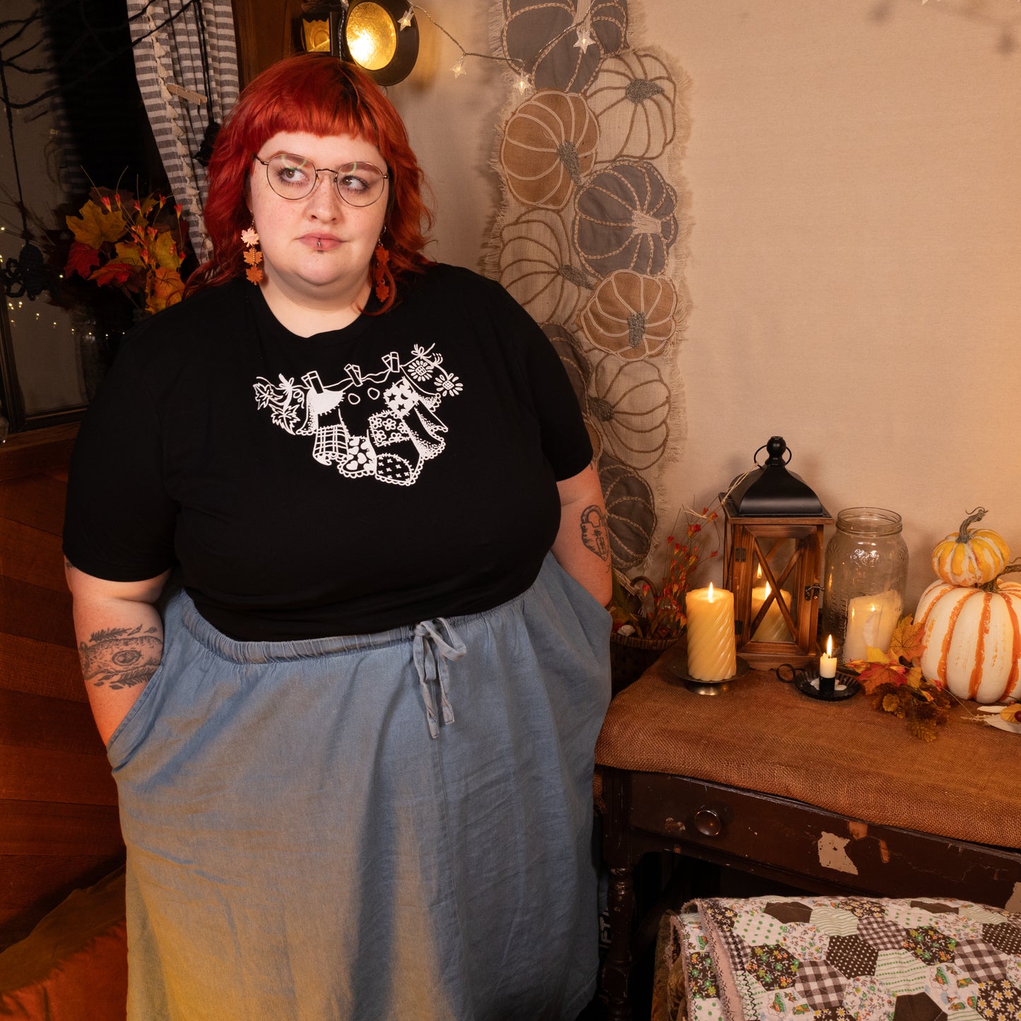 Patchy Ghost in Midnight Black T-Shirt