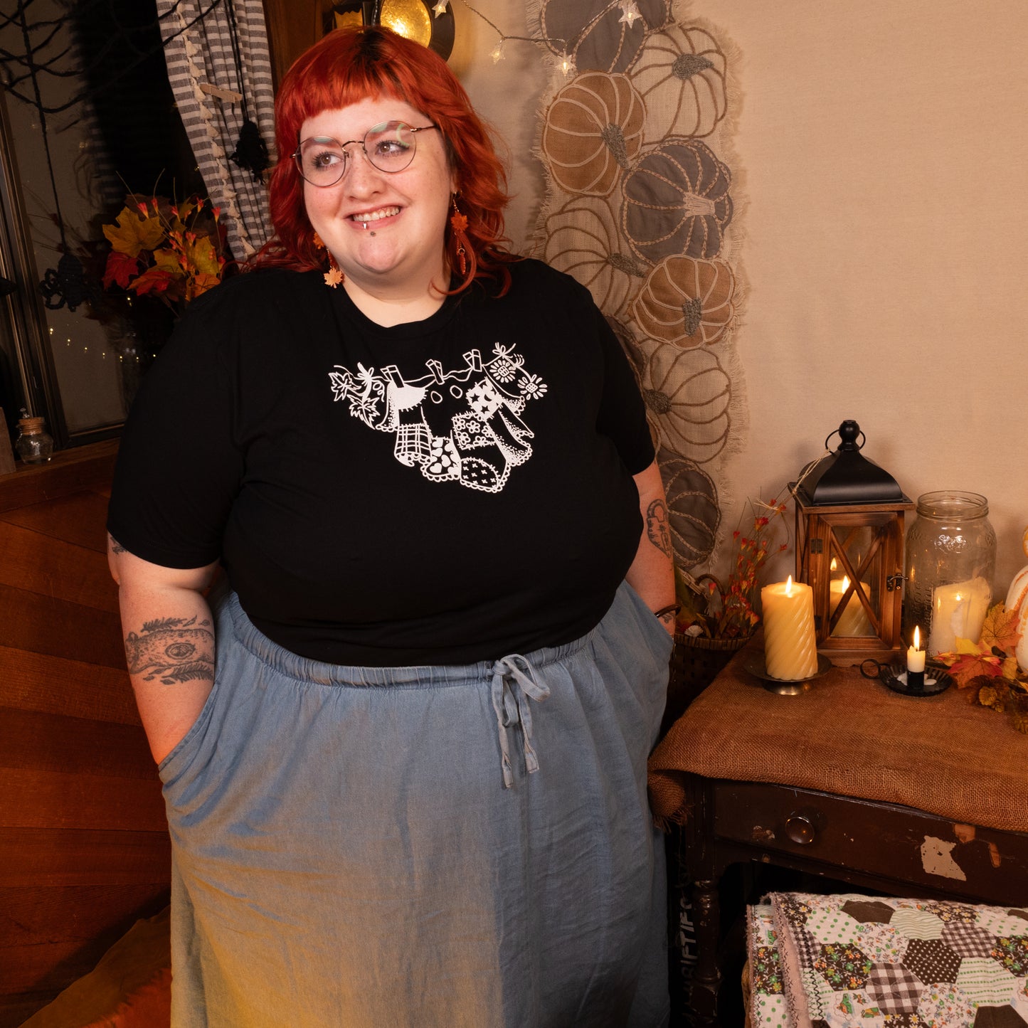Patchy Ghost in Midnight Black T-Shirt