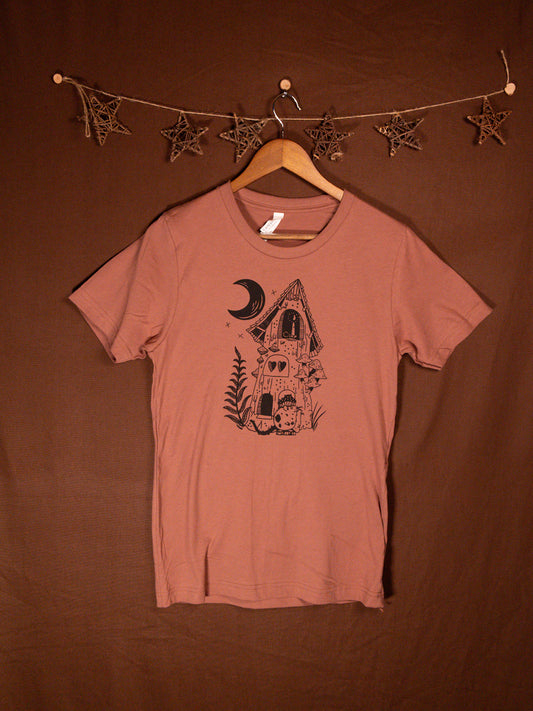 Mushroom Mouse House T-Shirt in Rust