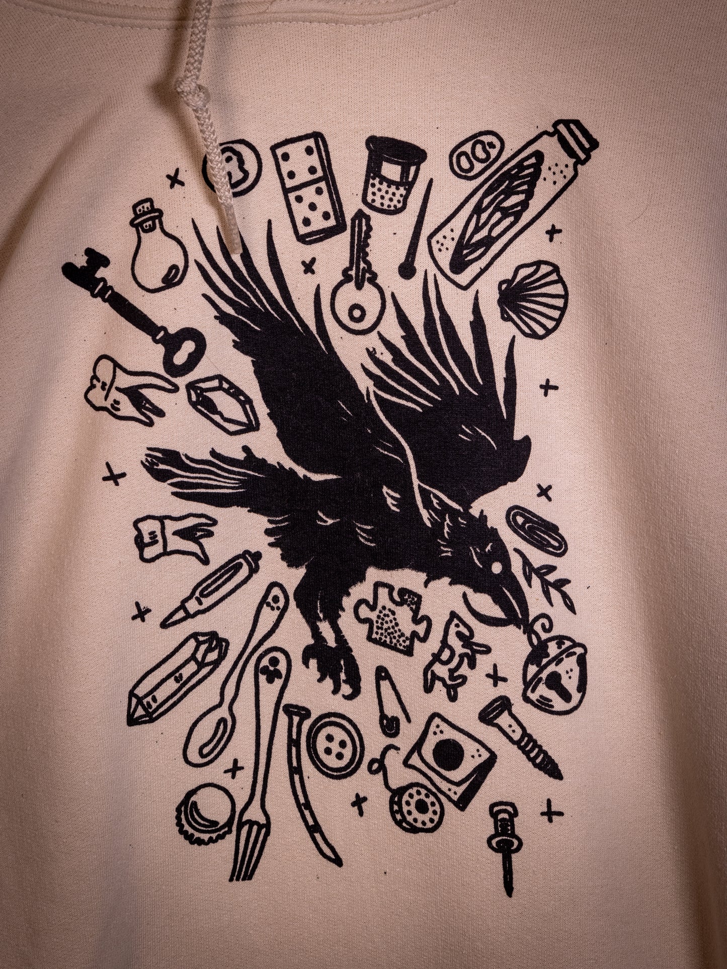 Trinket Crow in Bone White Hoodie Sweatshirt