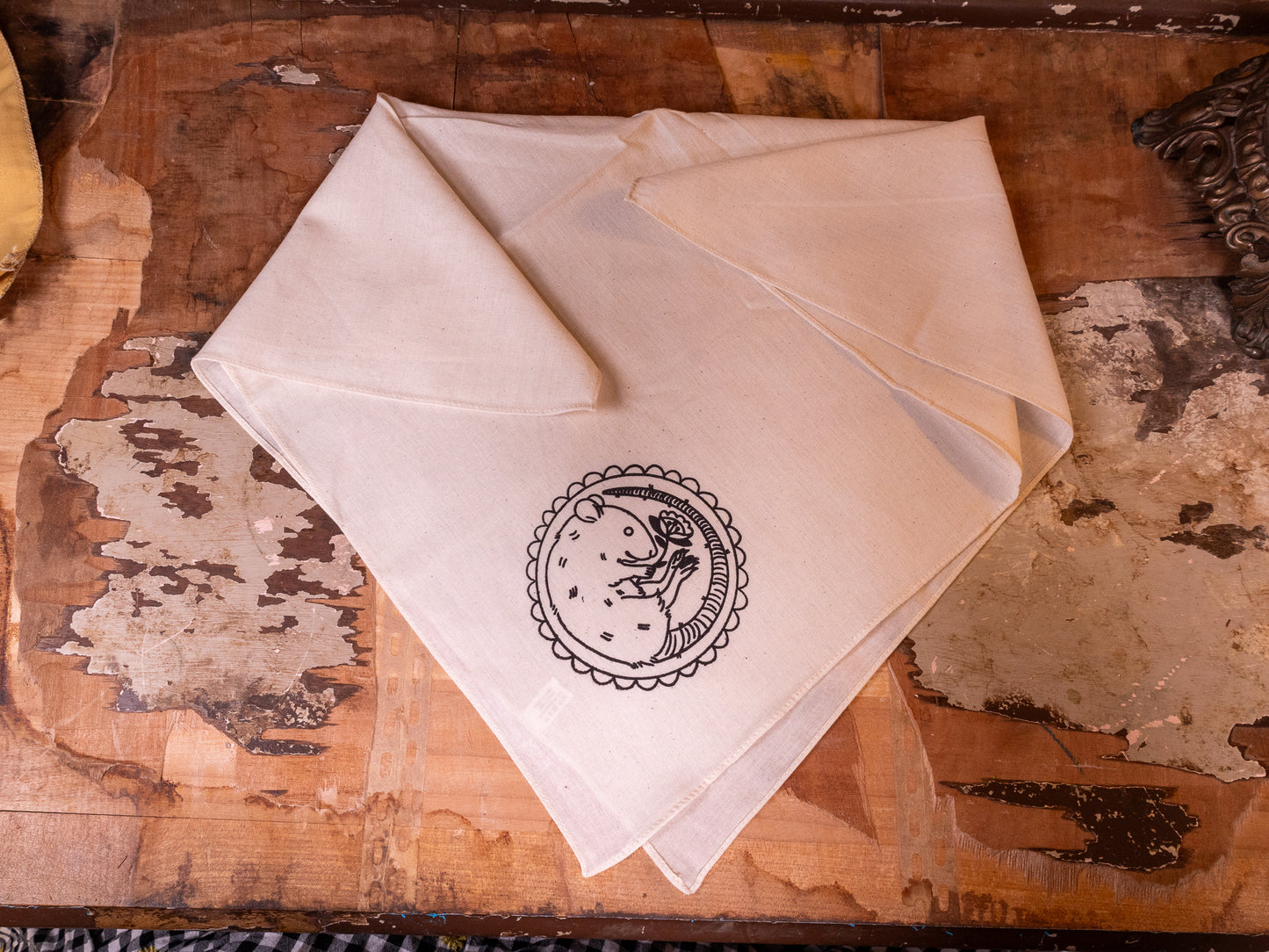 Round Rat Bandana in Moth Wing White