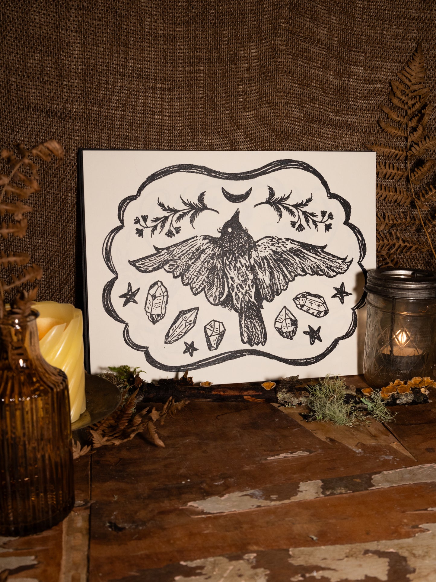 Crystal Crow Handmade Print