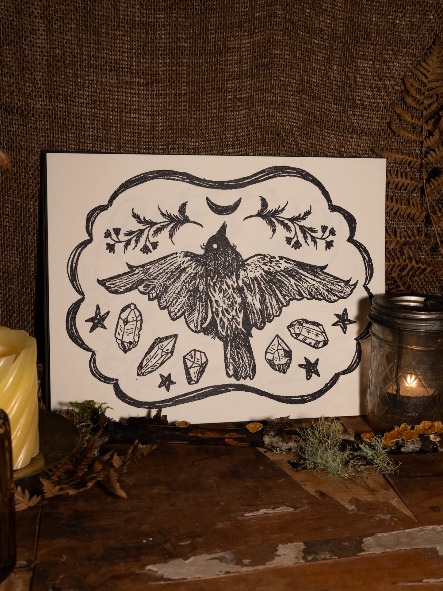 Crystal Crow Handmade Print