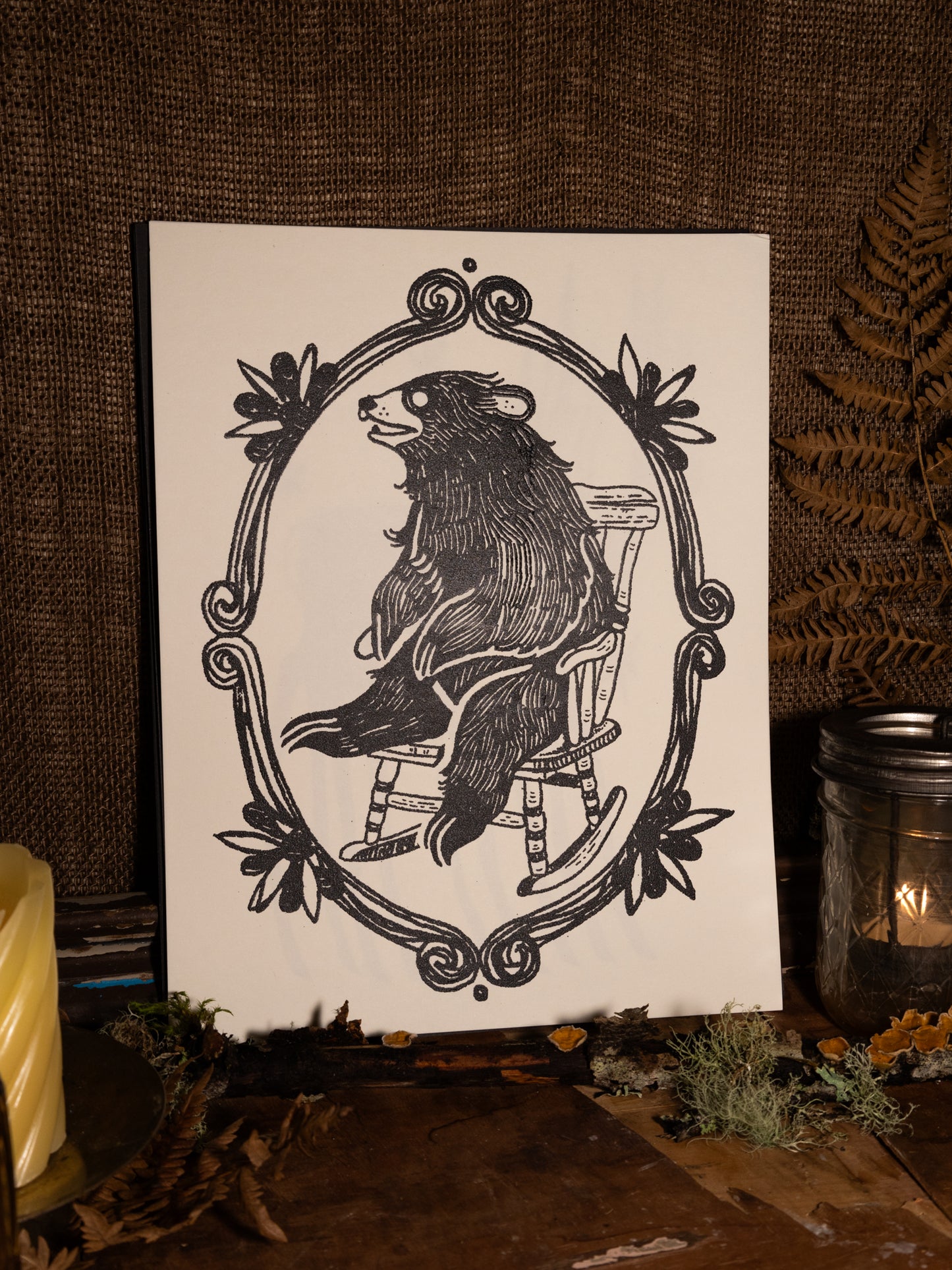 Rocking Chair Bear Handmade Prints