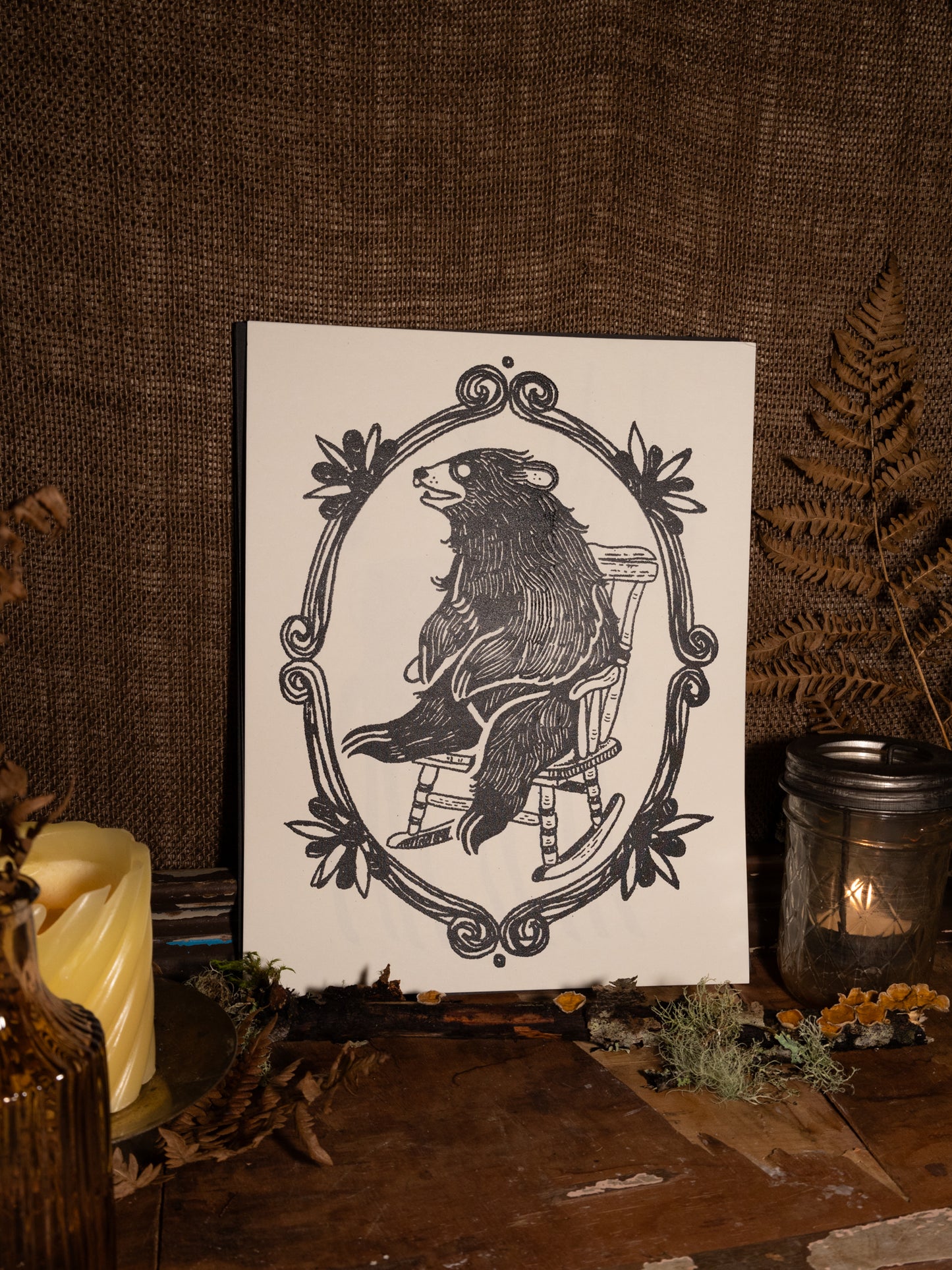 Rocking Chair Bear Handmade Prints