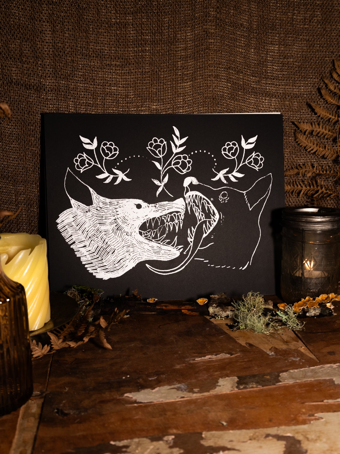 Wolves Handmade Print