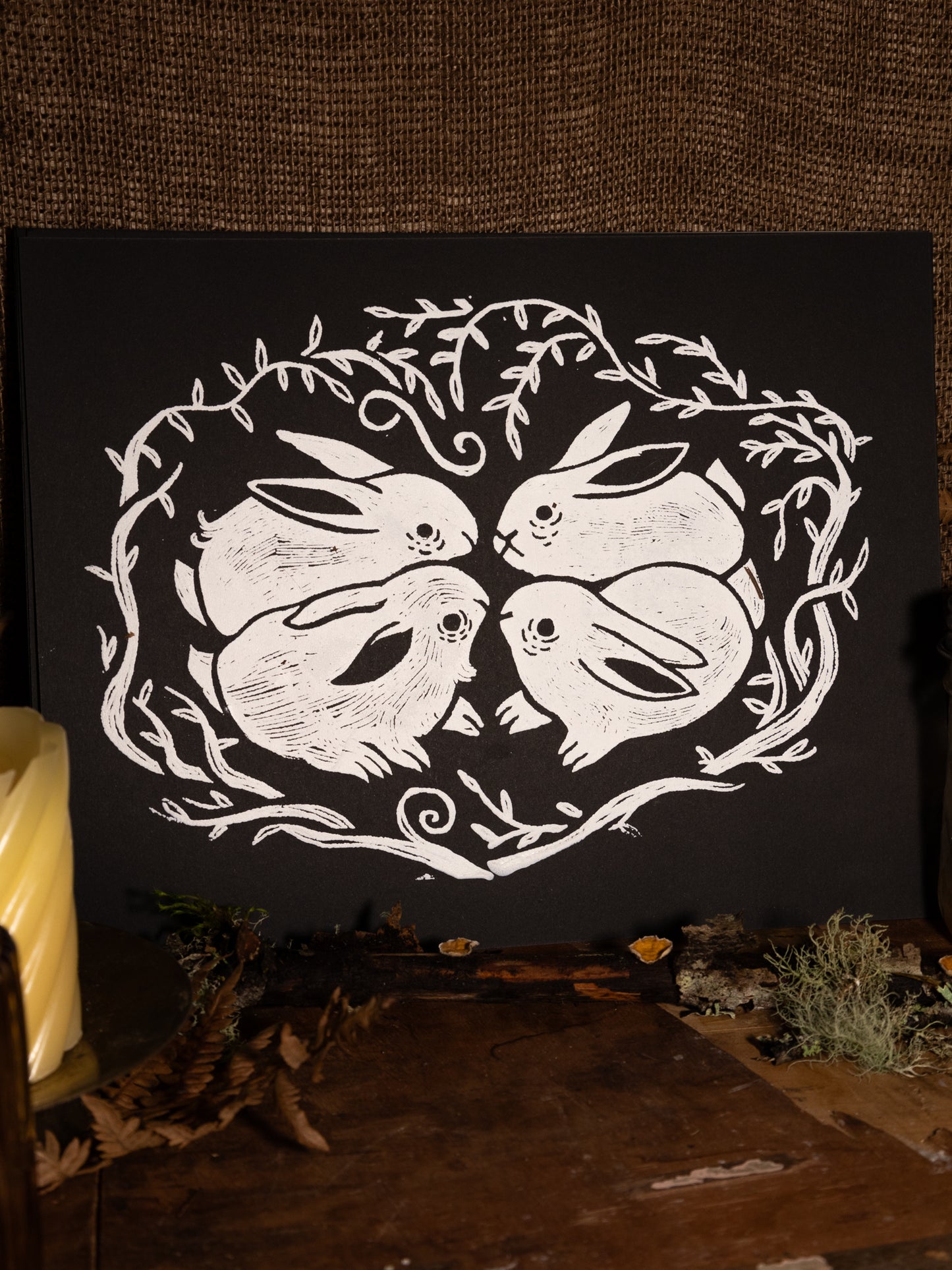 Bunnies Handmade Print