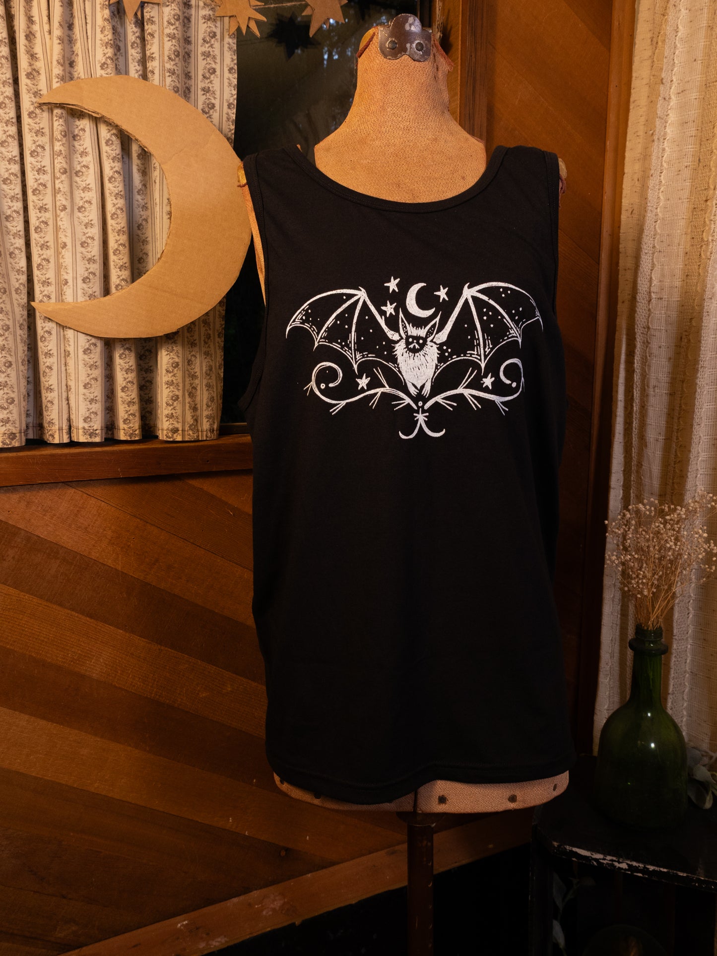 Bat Tank Top in Pitch Black