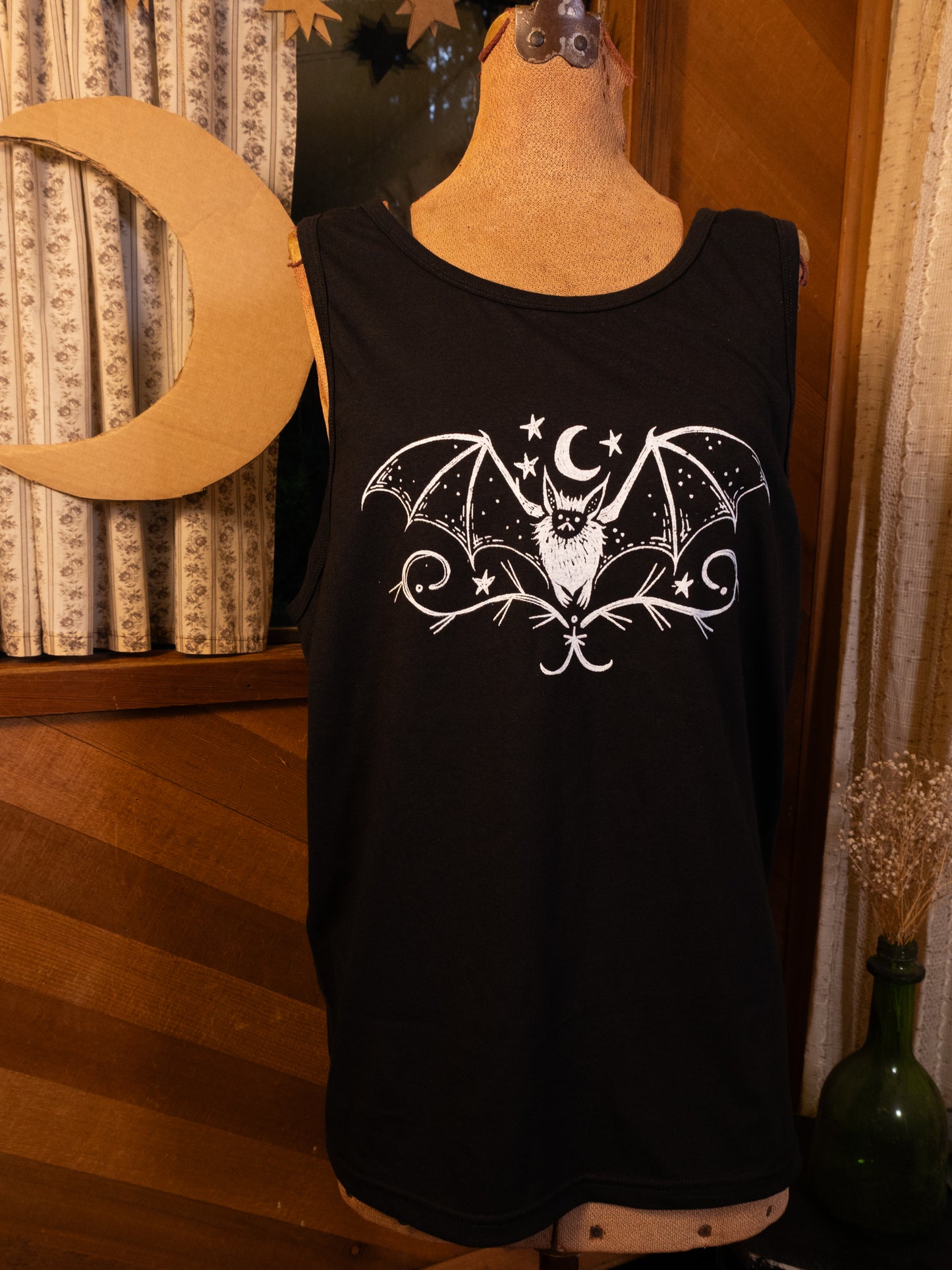 Bat Tank Top in Pitch Black