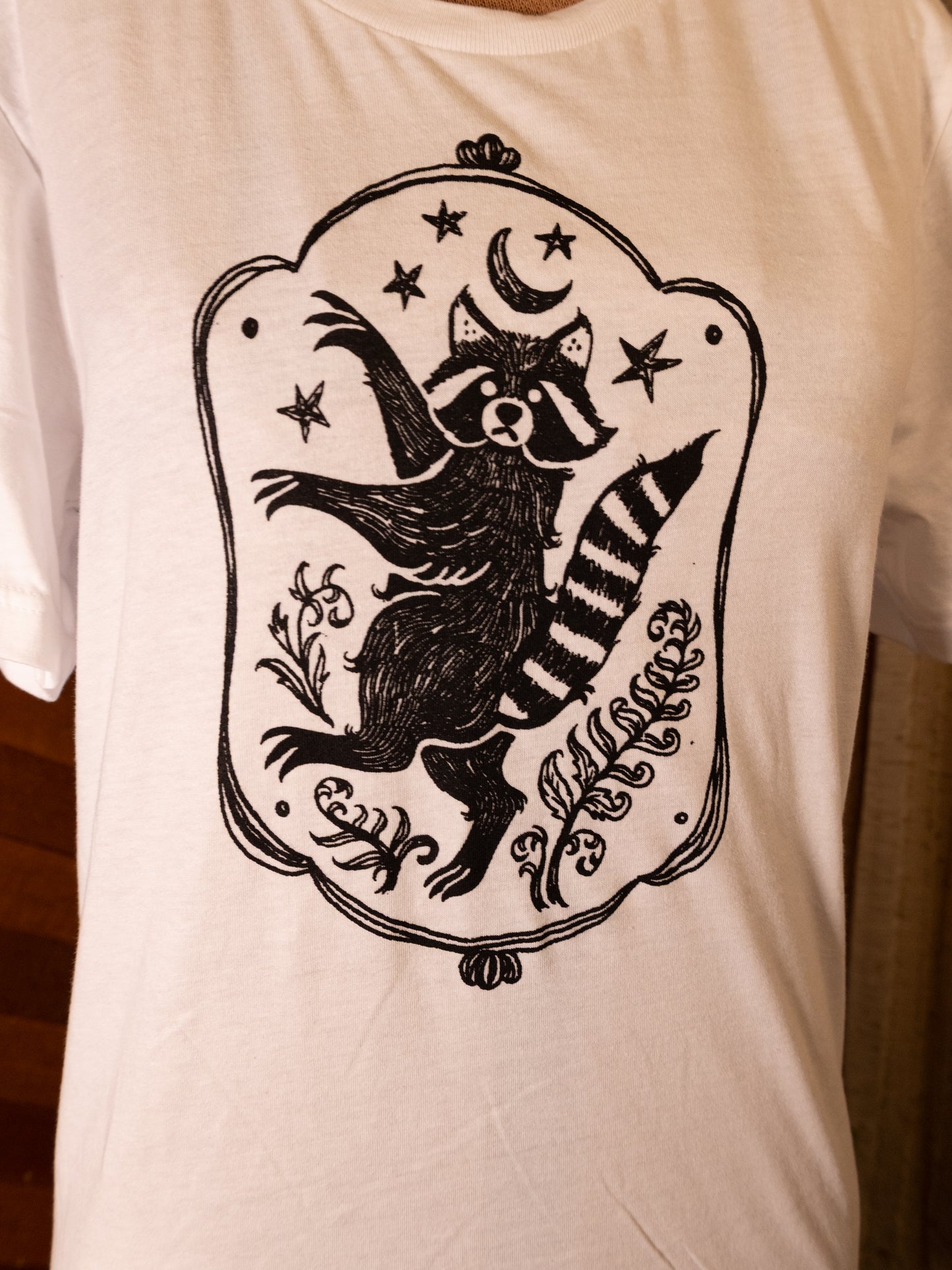Raccoon Portrait T-Shirt in White