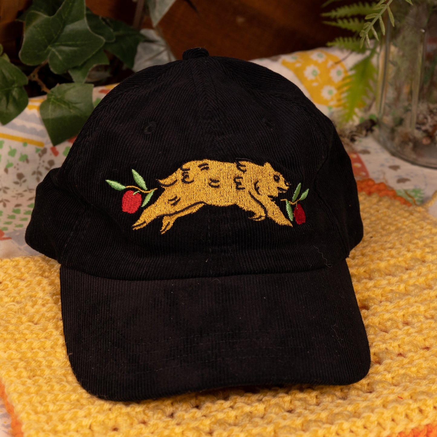 Big Bear Black Corduroy Cap