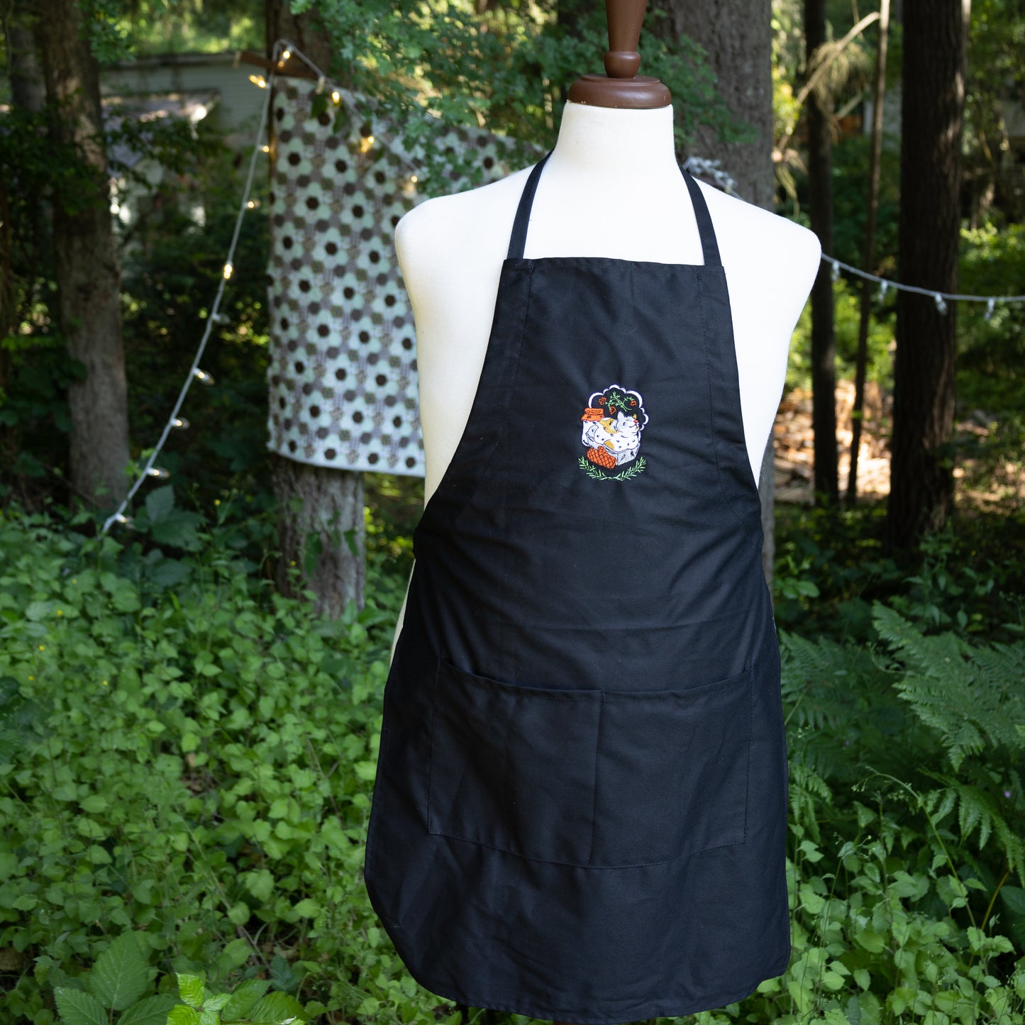 Cat Loaf Embroidered Black Apron