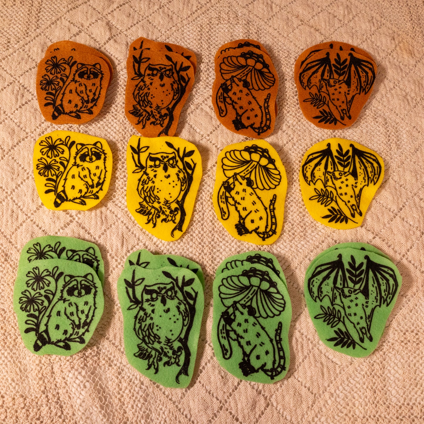Nocturnal Friends Felt Pins
