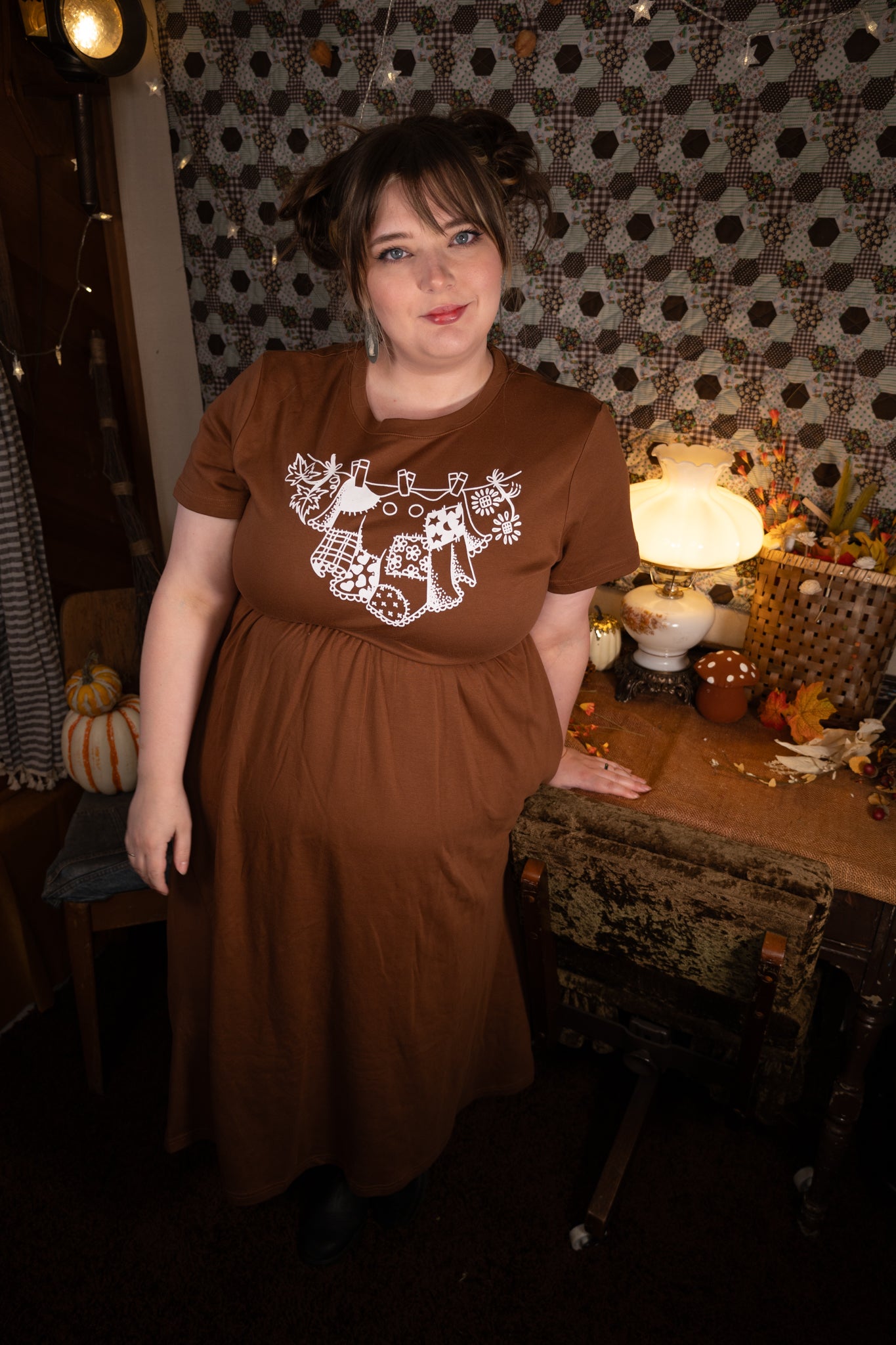 Patchy Ghost in Brown JJV Dress