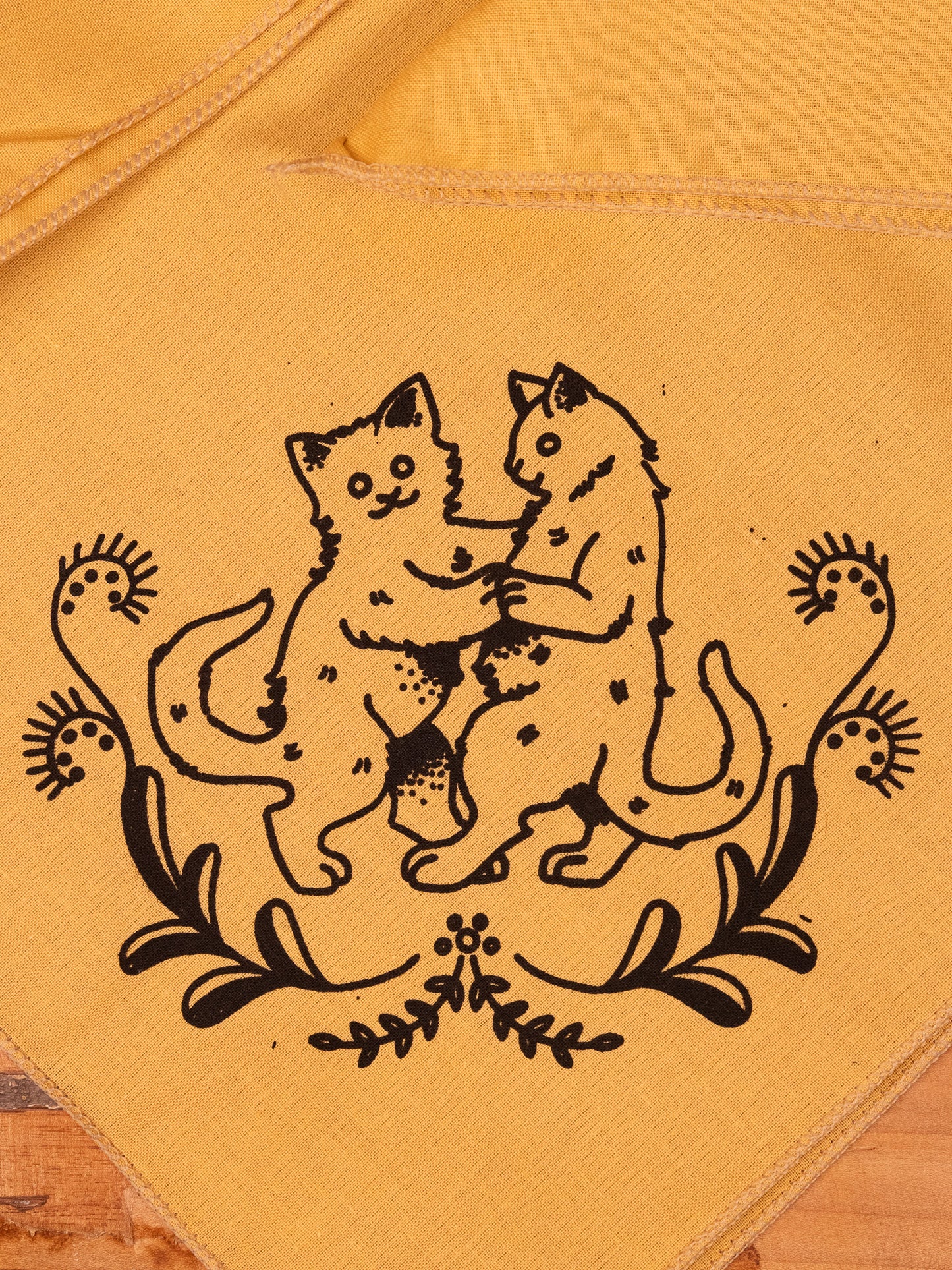 Cavorting Cats Bandana in Golden Yellow