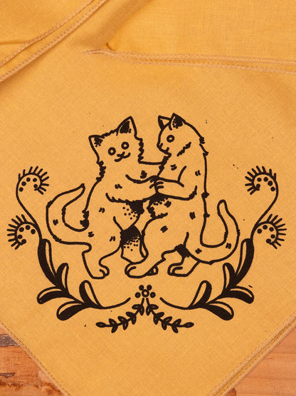 Cavorting Cats Bandana in Golden Yellow