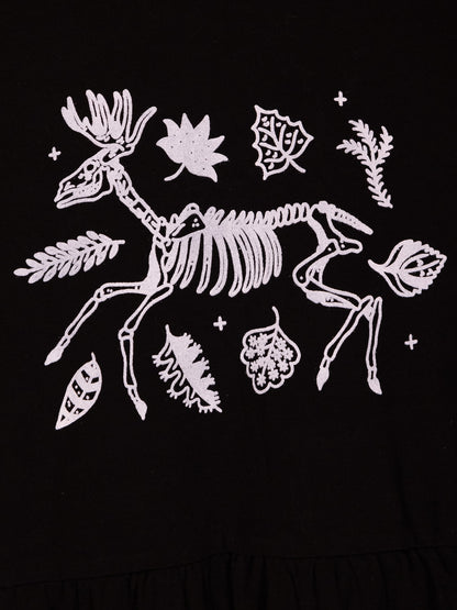 Deer Skeleton JJV Dress in Pitch Black