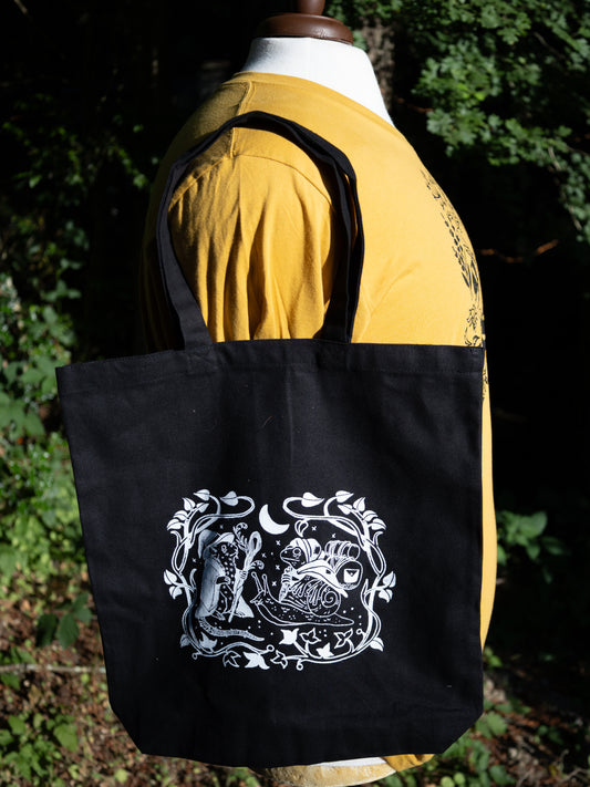Wise Wanderers Canvas Tote in Pitch Black