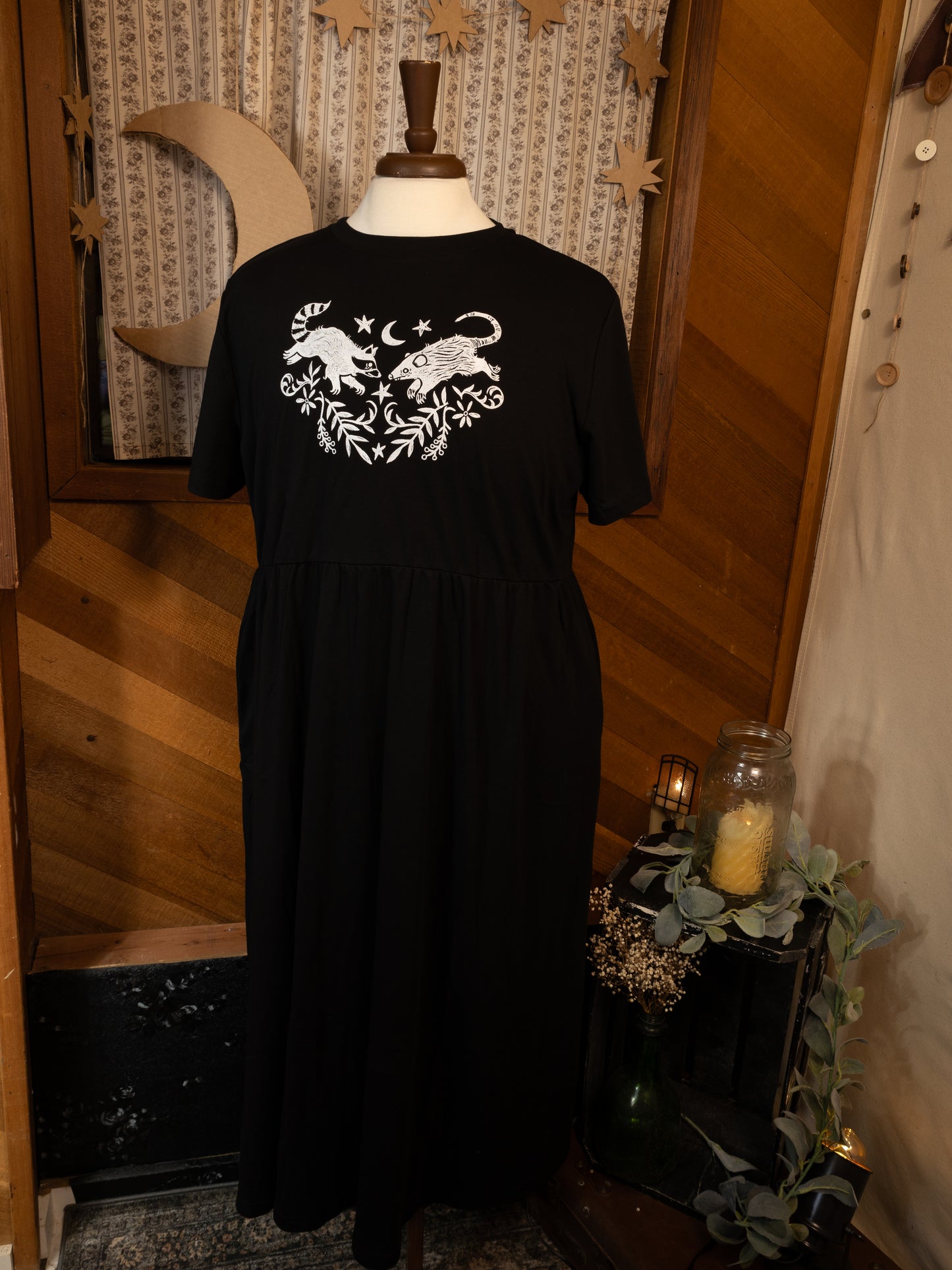 Raccoon n' Opossum JJV Dress in Pitch Black