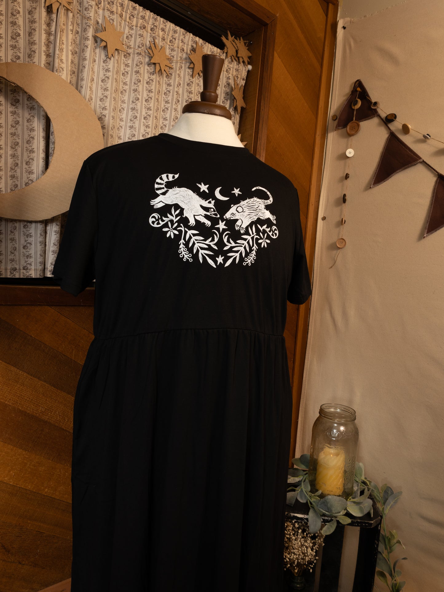 Raccoon n' Opossum JJV Dress in Pitch Black