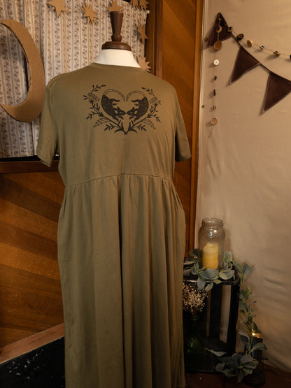 Heart Rats JJV Dress in Moss Green