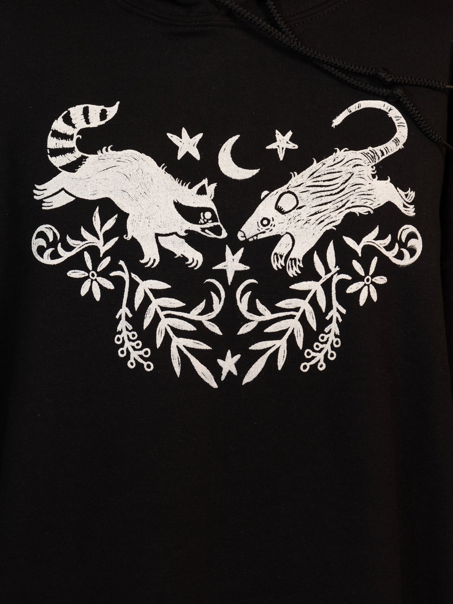 Raccoon 'n' Opossum Hoodie in Pitch Black