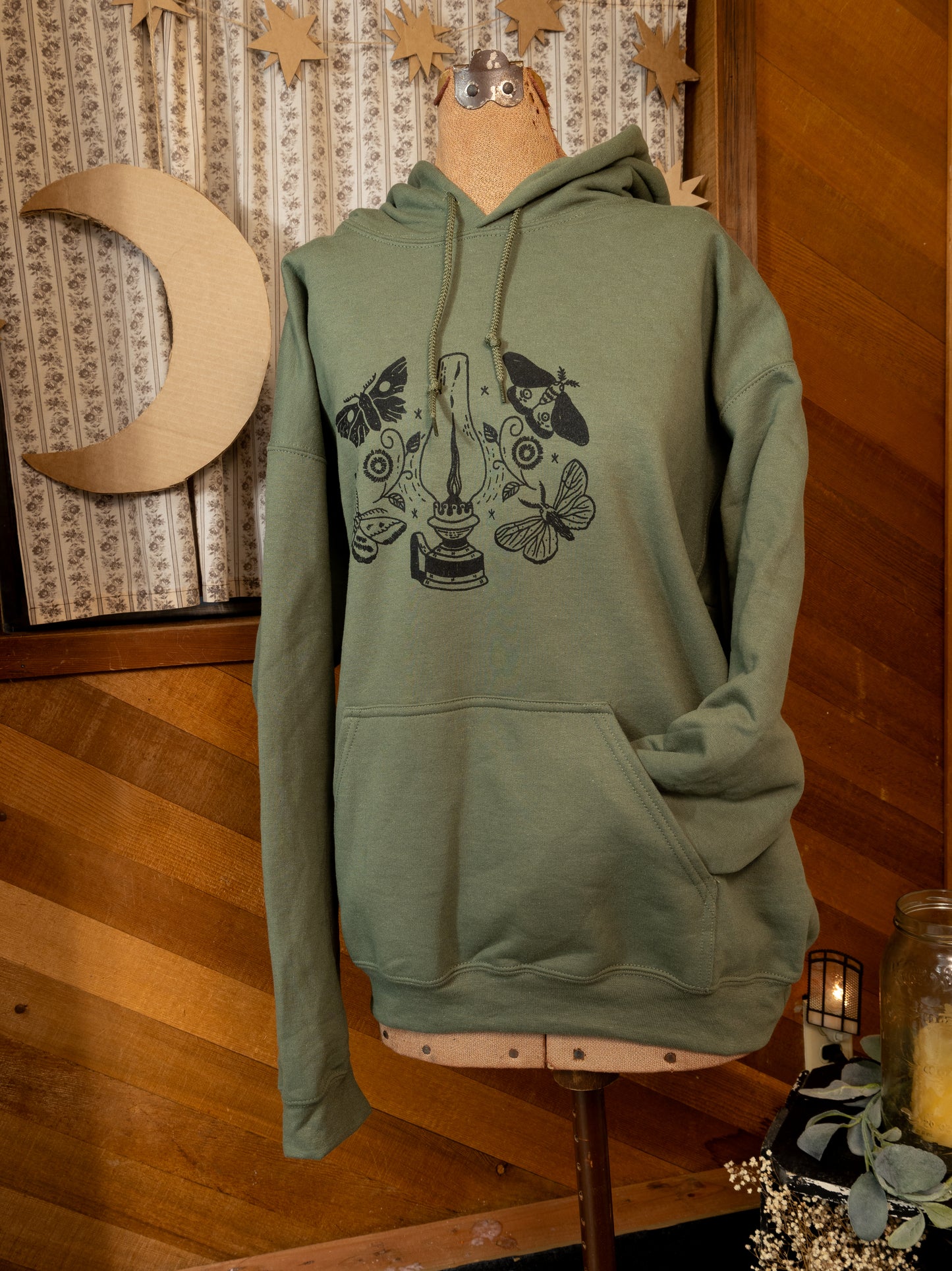 Lantern Moth Hoodie in Forest Green