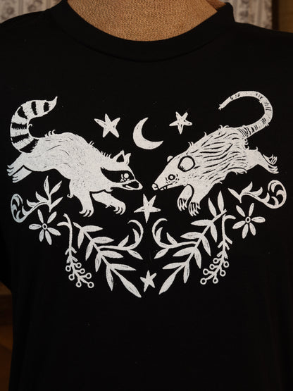 Raccoon & Opossum T-Shirt in Pitch Black