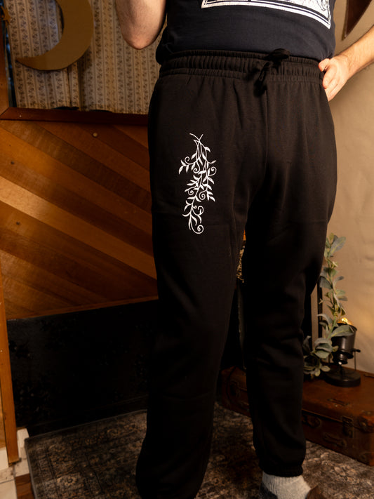 Floral Joggers in Pitch Black