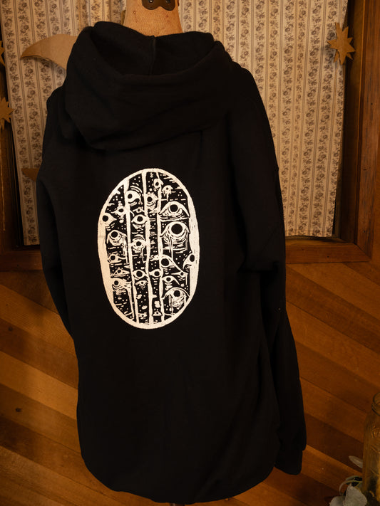 Watchful Woods Zip-Up Hoodie in Pitch Black