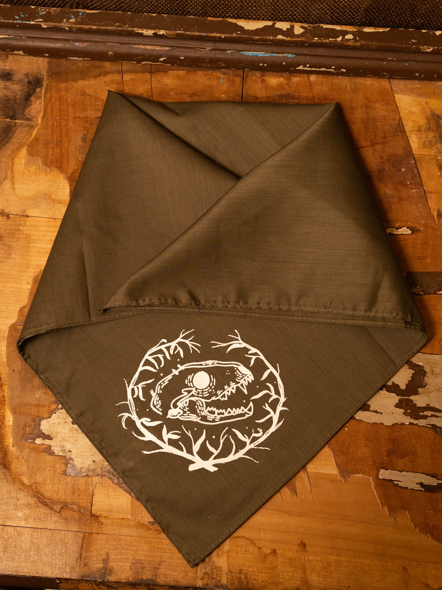 Raccoon Skull Bandana in Fern Green