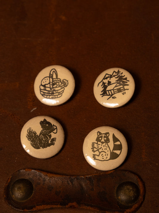 Raccoon & Squirrel Pinback Button Pack