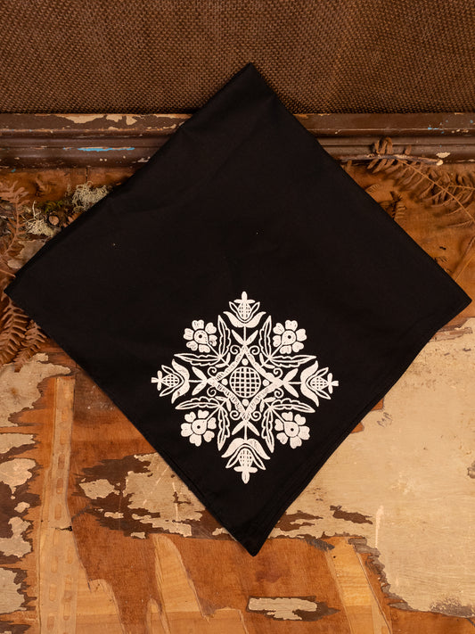 Folk Flowers Bandana in Pitch Black