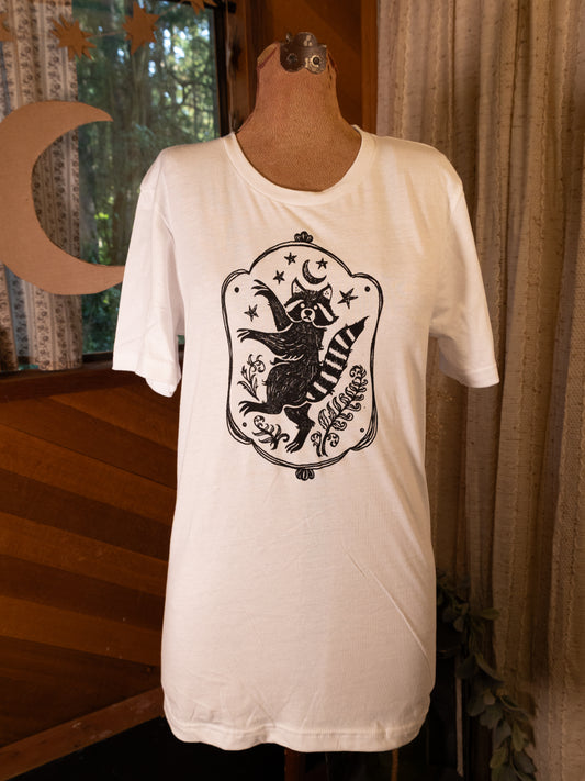 Raccoon Portrait T-Shirt in White