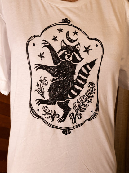 Raccoon Portrait T-Shirt in White