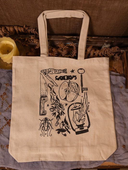 Trinkets Canvas Tote in Natural