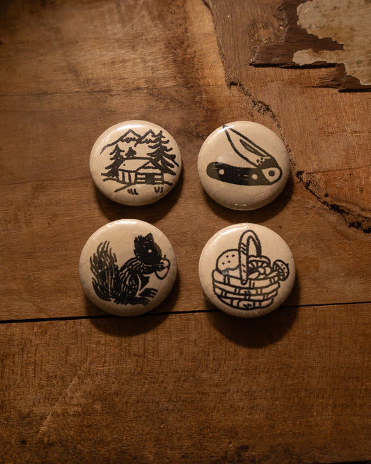 Cabin & Squirrel Pinback Button Pack