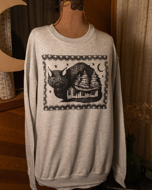 Jólaköttur (Yule Cat) Crewneck in Grey