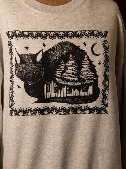 Jólaköttur (Yule Cat) Crewneck in Grey