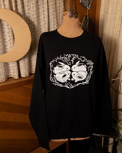 Bunnies Crewneck in Pitch Black