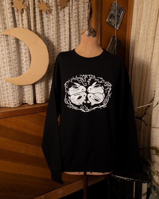 Bunnies Crewneck in Pitch Black