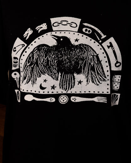 Trinket Crow T-Shirt in Pitch Black