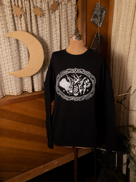 Tangled Bucks Crewneck in Pitch Black