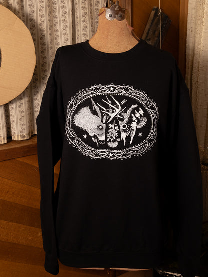 Tangled Bucks Crewneck in Pitch Black