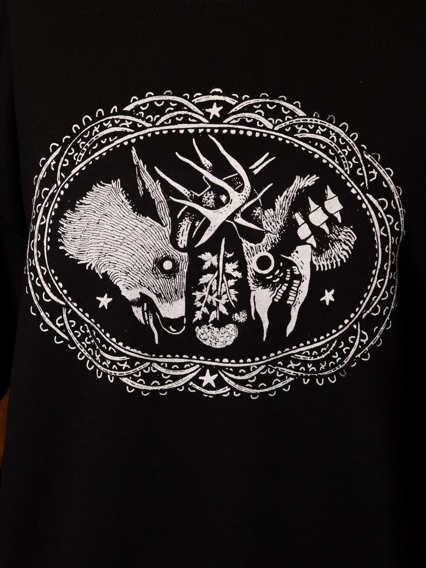 Tangled Bucks Crewneck in Pitch Black