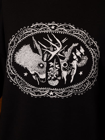 Tangled Bucks Crewneck in Pitch Black
