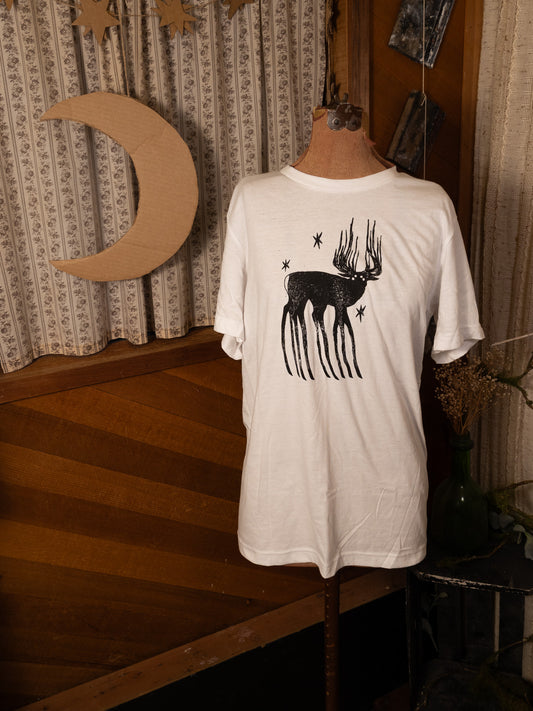 Headlight Deer T-Shirt in White