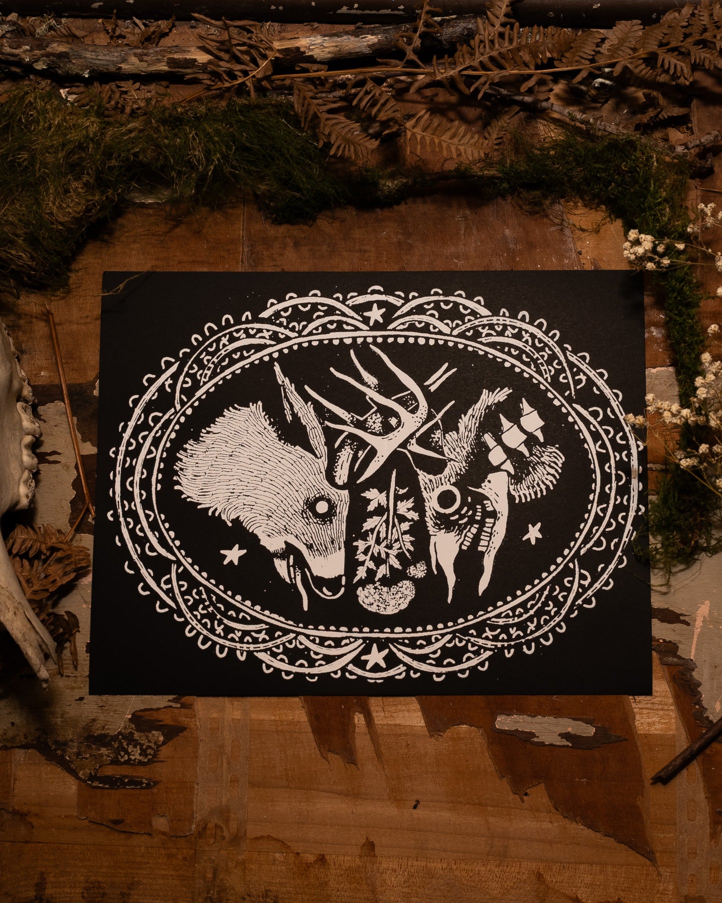 Tangled Bucks Handmade Print