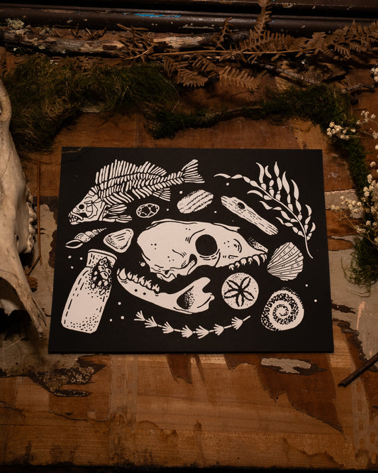 Beach Bones Handmade Print
