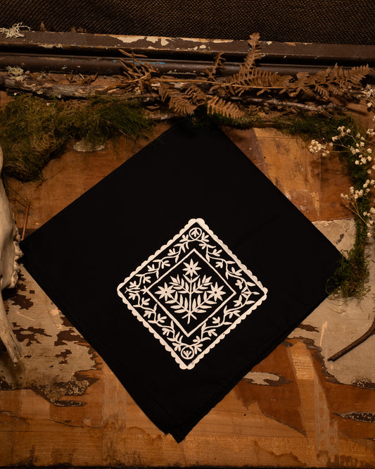 Square Doily Bandana in Pitch Black